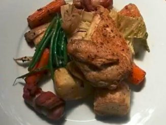 Pollo asado con verduras