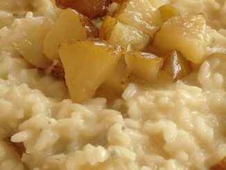 Risotto con queso y pera